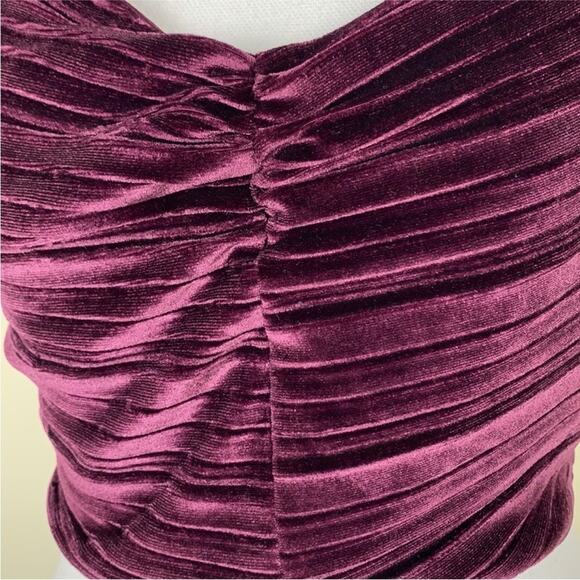 NEW WILD FABLE Dark Purple Ribbed Striped Velvet Crop Top Bralette Cami Tank XL - Picture 7 of 10